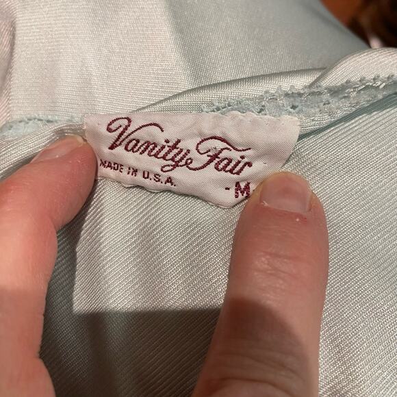 Vintage Vanity Fair Ice Blue Long Nylon Gown with Lace Front Womens Medium - Picture 6 of 6